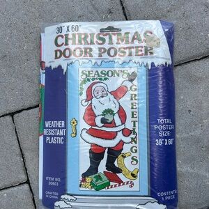 Vintage Christmas Door Poster with Santa Design